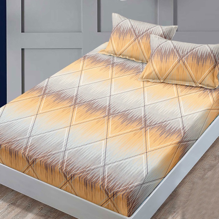 Finet Gros NufJoy® rugalmas lepedőgarnitúra matrachoz 160x200 cm és 2 párnahuzat 50x70 cm, világos narancssárga