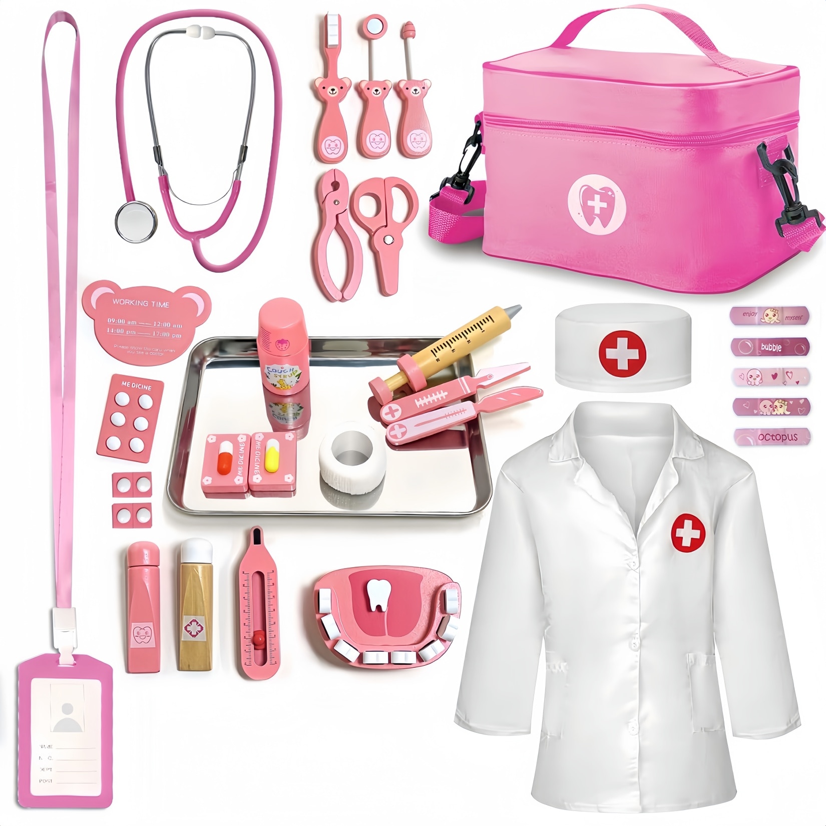 Set joaca doctor, jucarii medicale pentru copii, roz, plastic