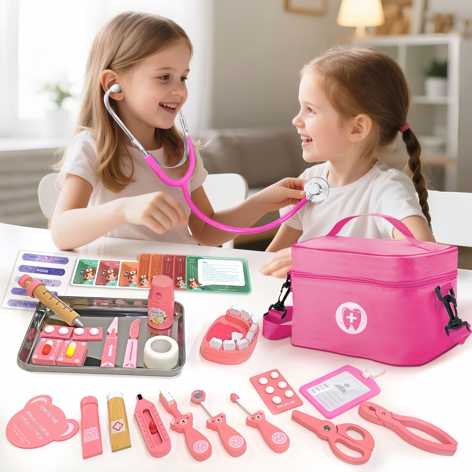 Set joaca doctor lemn copii, RorAem, Trusa medicala copii medical