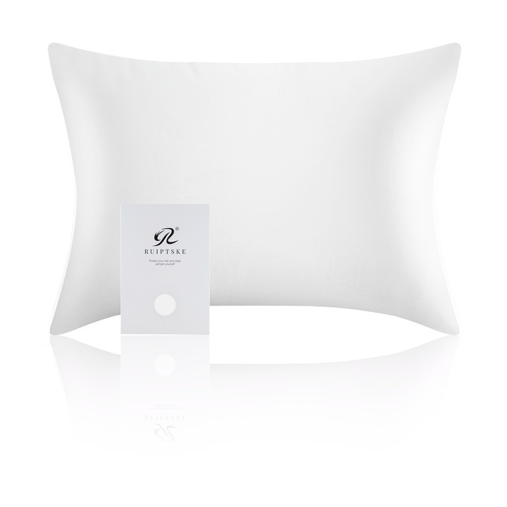 Калъфка за възглавница от естествена коприна, RUIPTSKE, 50x70 см, бяла