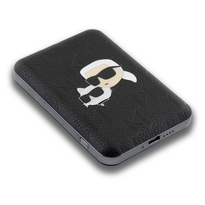 Karl lagerfeld embossed k&ch heads magsafe vésztöltő type-c aljzat, 5000mah, magsafe, fekete