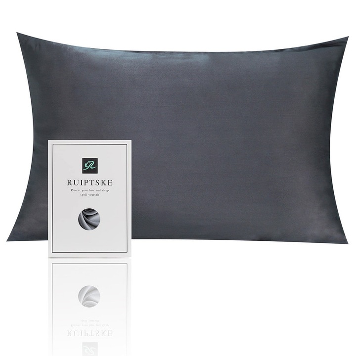 Fata de perna RUIPTSKE, matase naturala, 50x70cm, Gri inchis