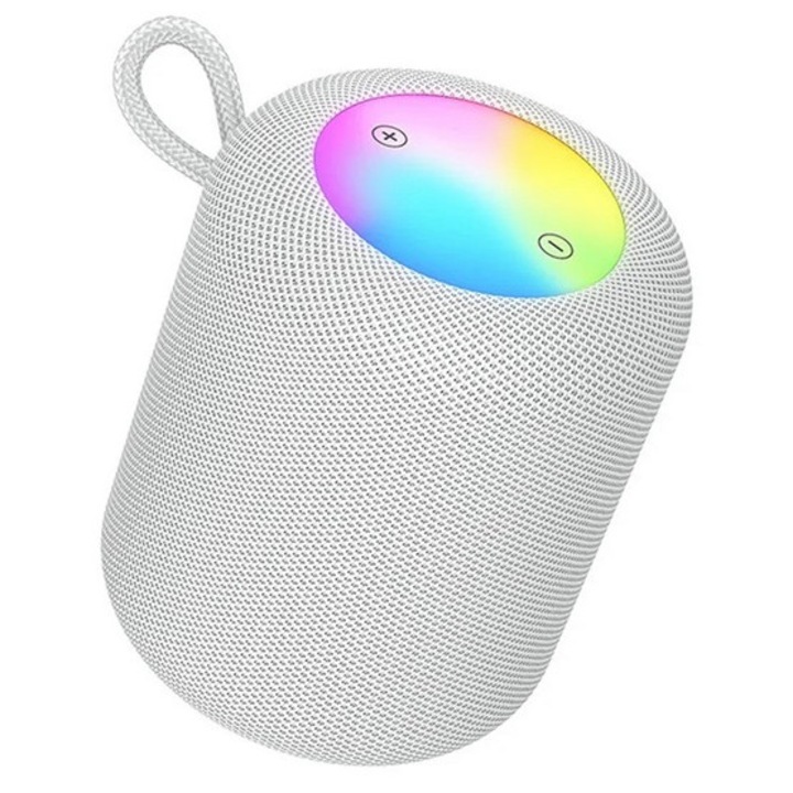 Hoco hc30 bluetooth hordozható hangszóró, v5.4, 5w tf/microsd kártyaolvasó, fm rádió, aux, világosszürke