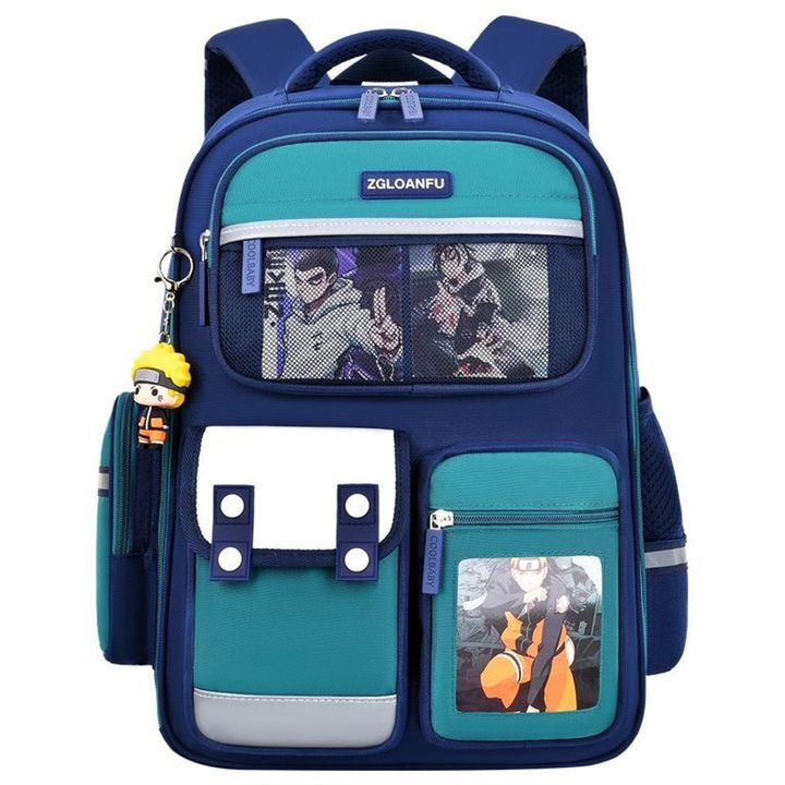 Ghiozdan Scolar AYSTOAYS®, Compartimente Multiple, Rezistent la Apa, Cu benzi reflectorizante, Capacitate mare, 42x30x20cm, Albastru