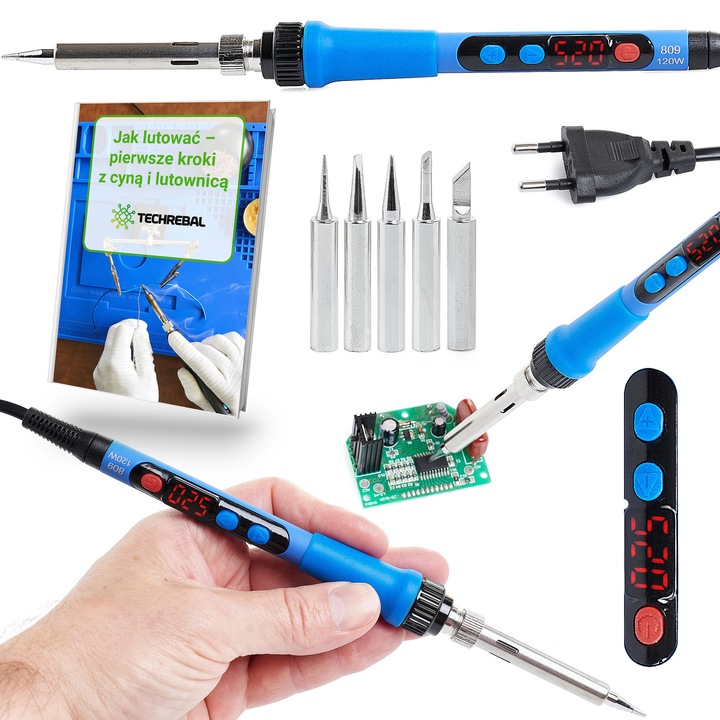 Pistol de lipit SkyWeld 120W, 5 grotoane incluse, LCD, 24x2cm, 100g