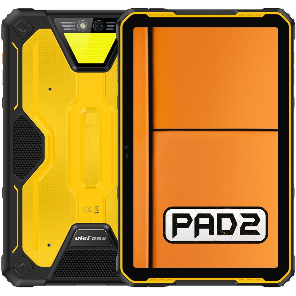 Tableta Ulefone Armor Pad 2, Procesor MediaTek Helio G99 Octa-Core, Ecran IPS 2K 11", 8GB RAM, 256GB Flash, 48MP+16MP, Bluetooth, 4G, Dual SIM, Android, Fara incarcator Negru/Galben