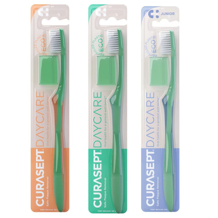 Set Periute de Dinti Curasept Daycare, Eco Soft si Junior, Moale, Verde