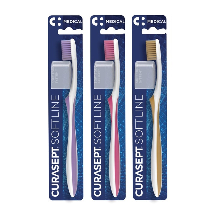Set periute de dinti Curasept Softline Medical, multicolor, moi, cu capac