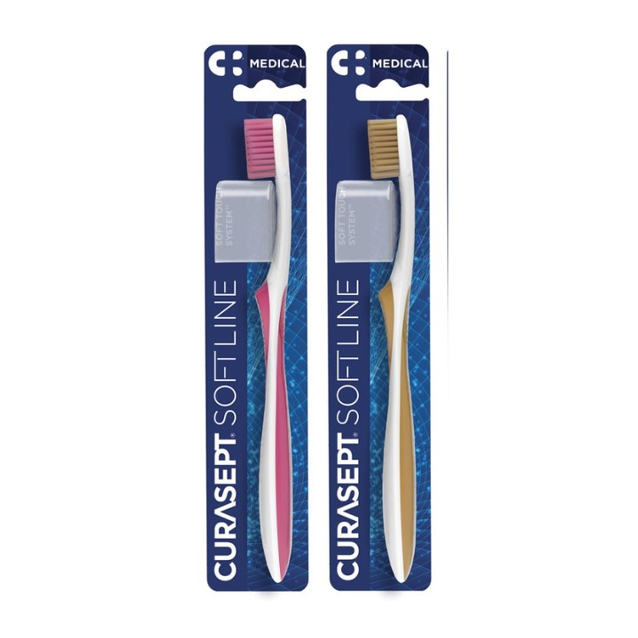 Set Periute de Dinti Curasept Softline Medical, Multicolor, Moe, cu Capac
