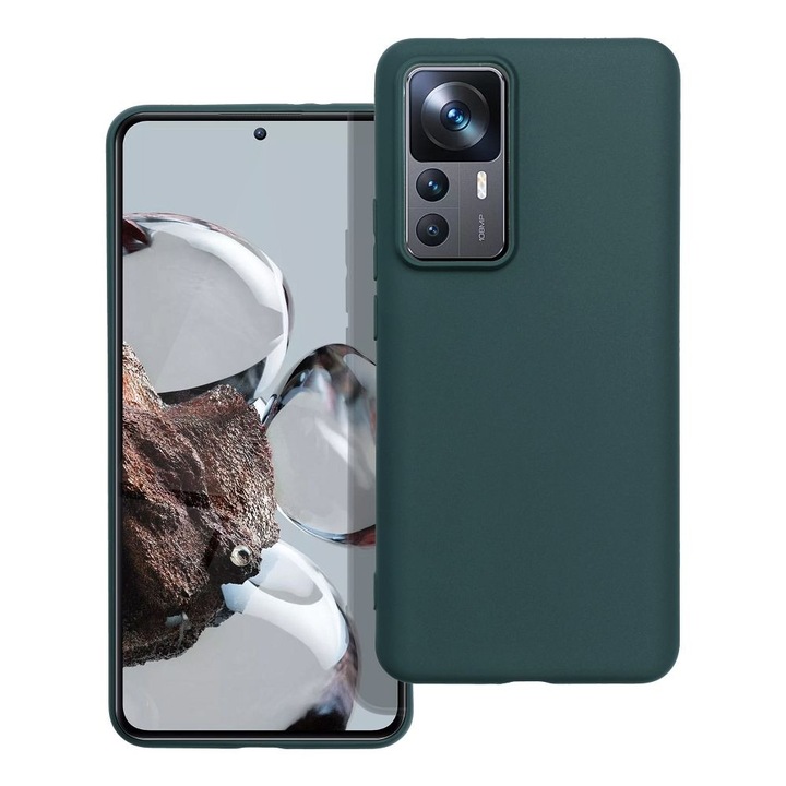 Xiaomi 12T 5G / 12T Pro 5G kompatibilis szilikon tok, telefon tok, hátlaptok, matt, zöld, Matt case