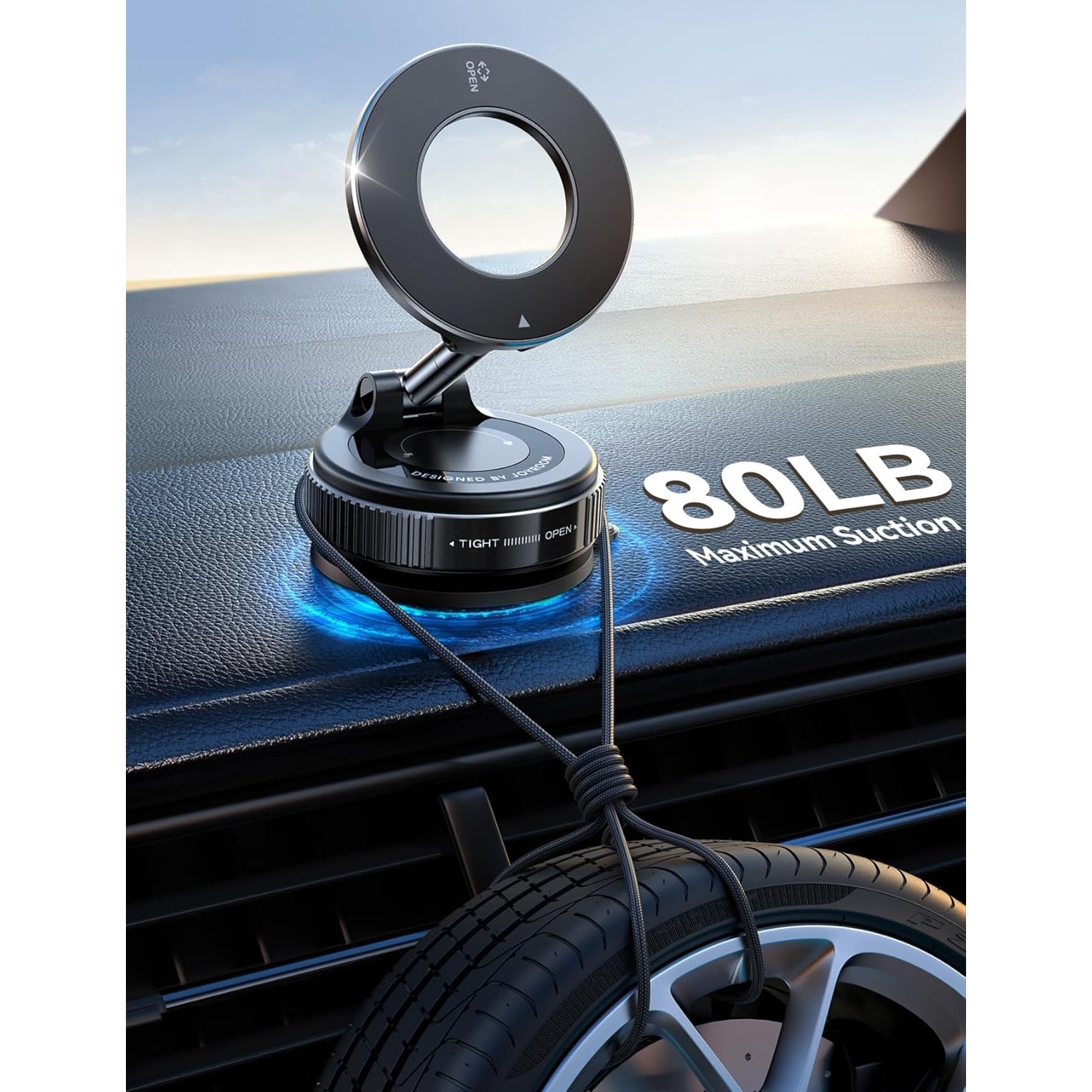 Suport auto MagSafe magnetic cu ventuza, pliabil si reglabil 360 ...