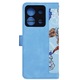 Husa tip carte pentru Xiaomi Redmi Note 13 Pro 5G, Mystic Flowers, Piele ecologica, Buzunare carduri, Inchidere cu capsa, Functie stand/suport, Decupaj difuzor apeluri, Acoperire 360, Protectie completa fata-spate, Snur incorporat/detasabil, Albastru
