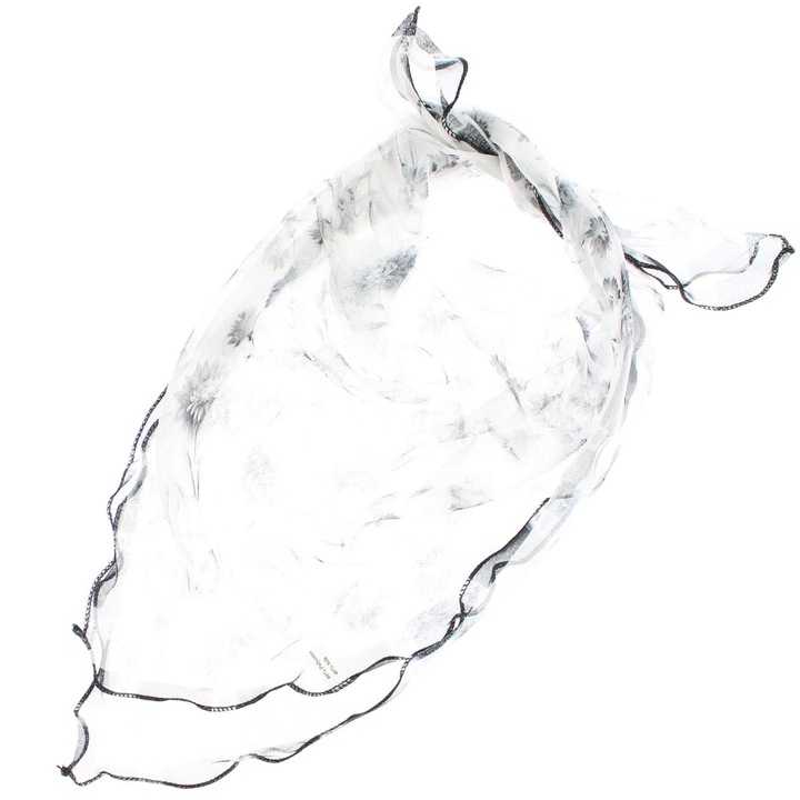 Női sál, Buticcochet, 60x60 cm, 40% selyem 60% poliészter, fekete-fehér - ES2137