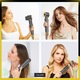 Uscator de Par Ionic Profesional GALAXIA®, AIR STYLER 5 in 1, 1300W, ionizare, 5 capete interschimbabile, gri mat, husa inclusa
