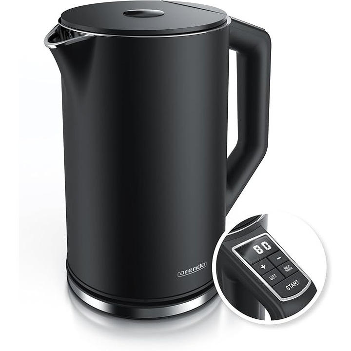 Fierbător Arendo Elegant cu setare temperatură 40-100°C, 1,5 litri, negru, 2200 W
