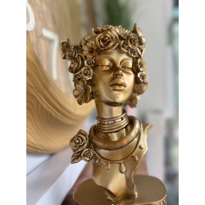 Statueta decorativa, bust feminin, stil artistic, auriu, 26 cm Bla Bla Foam