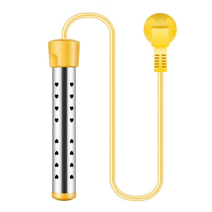 Електрически нагревател за басейн, Cootway, 2500 W, неръждаема стомана, преносим, жълт/сребрист