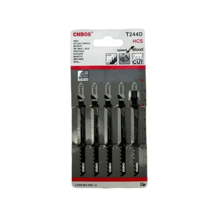 Комплект ножове за прободен трион, 5 части, Т-образна опашка, бързо рязане на дърво, модел T244D, прецизни аксесоари за рязане