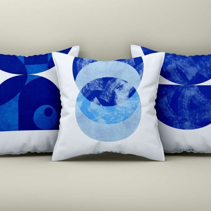 3 db-os díszpárnahuzat-szett, 43x43 cm, Special Linens, Absztrakt Kék Minta