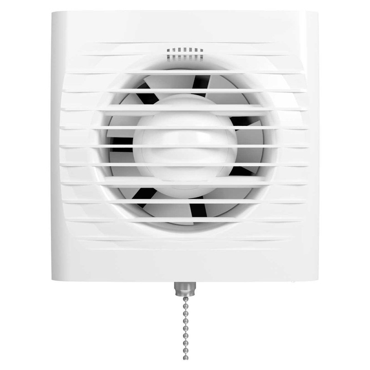 Ventilator baie VentEurope EASY100PS, diametru 100 mm, debit 97 mc/h, cu snur, IP24, 14W, silentios, economic, Alb
