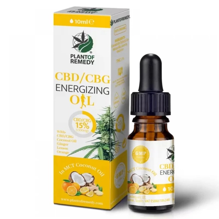 Ulei canabis 15% canabigerol in ulei MCT Energizant Plant of Remedy cu ulei de cocos, ghimbir, lamaie, portocala, 10ml