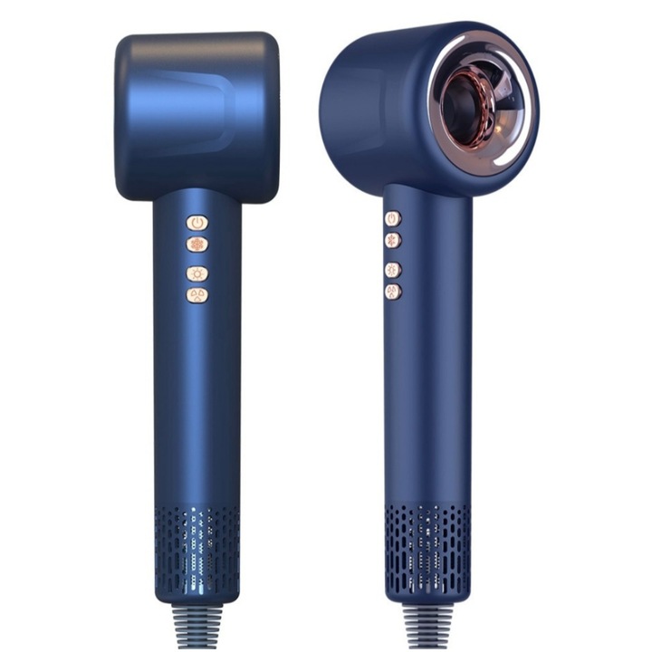 Uscător de Păr Profesional 2000W, 110.000 RPM, Ioni Negativi, Albastru, Compact, 4 Accesorii