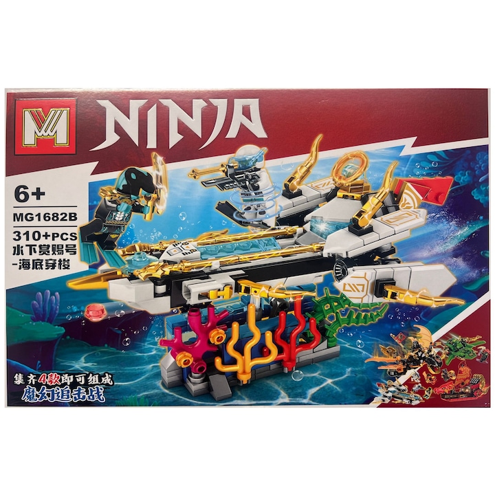 MG Ninjago 1/4 építőkészlet, víz alatti hajó, 310 darabos