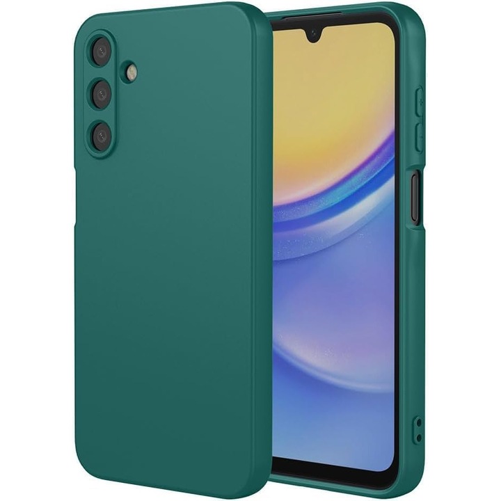 Husa pentru Samsung Galaxy A26 5G, Silicon Verde Inchis cu protectie camera, BzStore