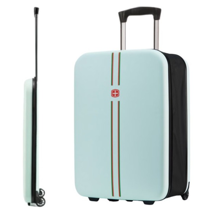 Troler pliabil 24 inch, carcasa dura ABS+PC, 2 roti, lacat, impermeabil, usor, 65x10x40cm, Verde