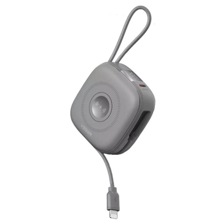Baterie externa Veger W1185MOO, 1 x USB-C, 10000 mAh, Gri