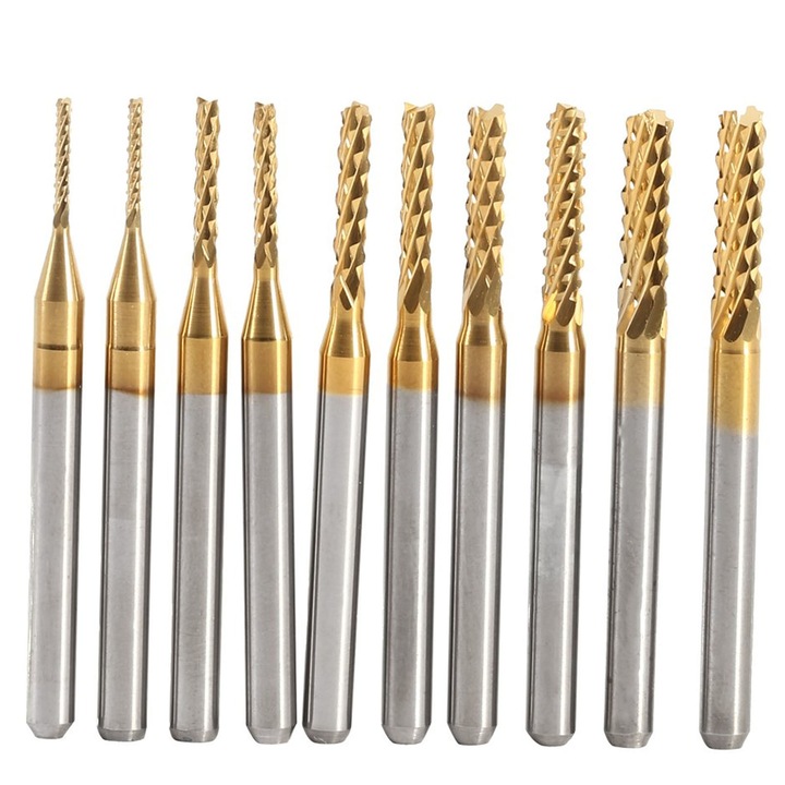 Set 10 burghie ZGGZERG, titan, otel tungsten, 0.8-3.175mm, cu cutie de depozitare