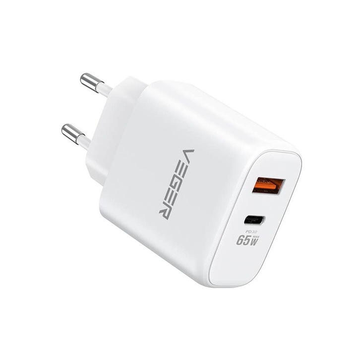 Incarcator retea, Veger, 65W, USB-C, alb