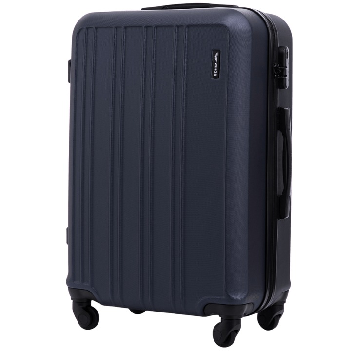 WINGS Valiza de calatorie, Harrier, albastru, medie, 63L capacitate, ABS+, 4 roti, cod zavorare