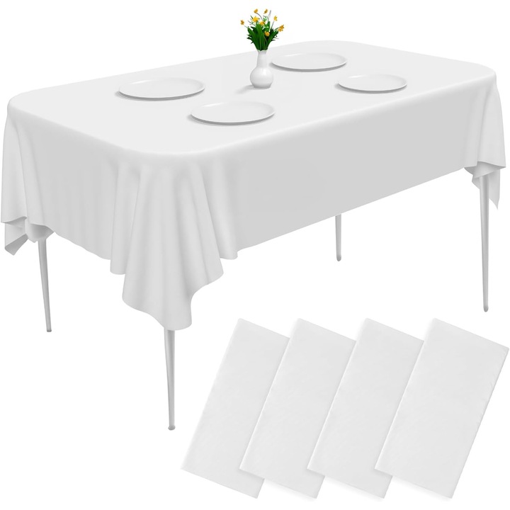 Fete de masa de unica folosinta Cieex, 4 buc, 137x274cm, alb, impermeabil