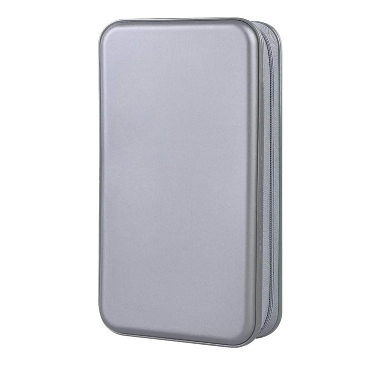 Mapa CD/DVD 96 Locuri alavisxf xx, Casa + Auto - Organizator cu Buzunare Transparente si Fermoar, din Polipropilena (PP) cu Maner Portabil-Gri