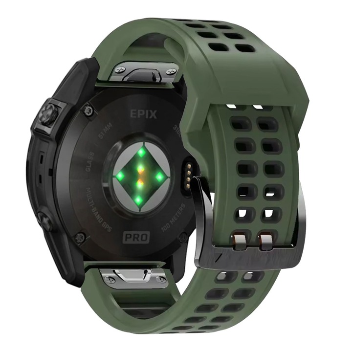 Curea Smartwatch, compatibila cu Garmin Epix Pro (Gen 2), 51mm, silicon, verde