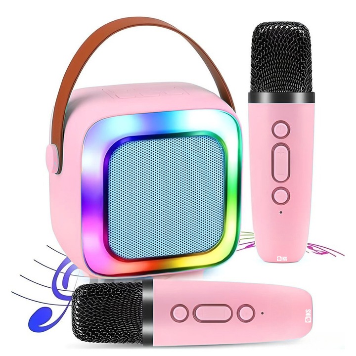 Пълен комплект Smart SIKS микрофон и безжична високоговорителна станция за караоке, 2 микрофона, деца / възрастни, комплект 2 в 1