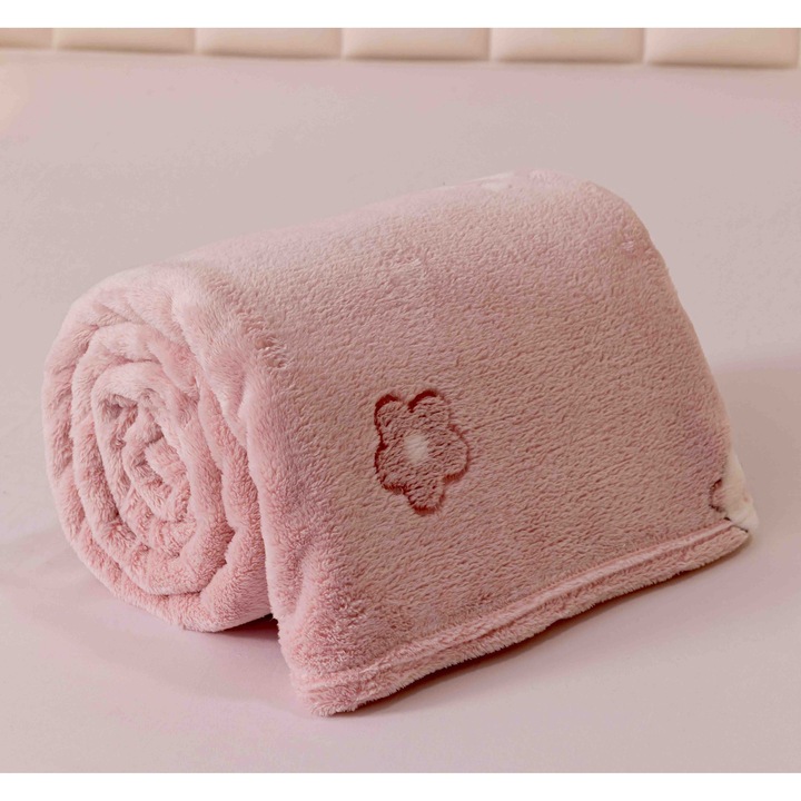 Patură CHIRASO, 200x230 cm, moale și ușoară, roz pal