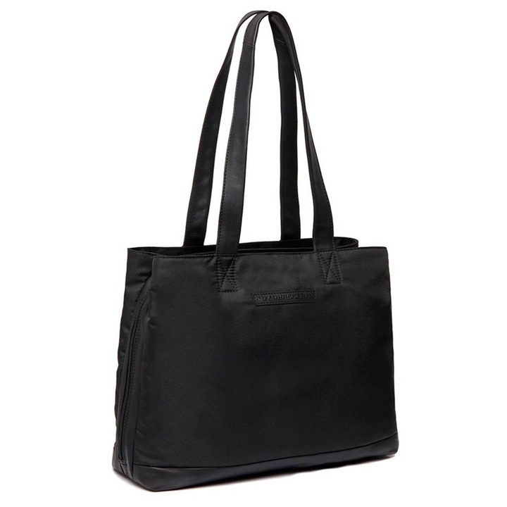 Geanta de dama din nylon si piele naturala, The Chesterfield Brand, Lavik, de mana si umar, Negru