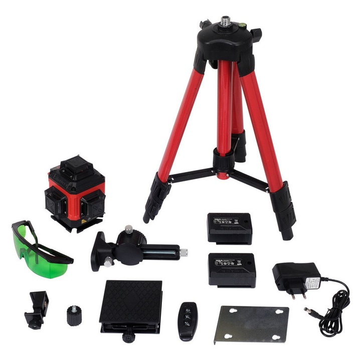YATO Laser 4D verde 16 linii cu accesorii, precizie ± 3 mm/10 m, raza de actiune 25 m