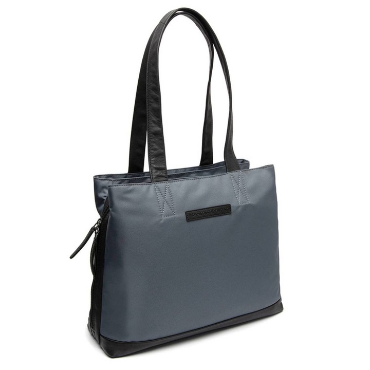 Geanta dama, The Chesterfield Brand, Lavik, nylon si piele naturala, gri, 36,5x12x29cm