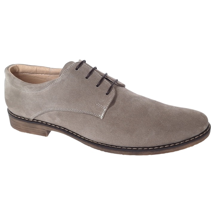 Pantofi barbati casual din piele naturala intoarsa culoare bej - PAVELBEJ3 Marimea 38