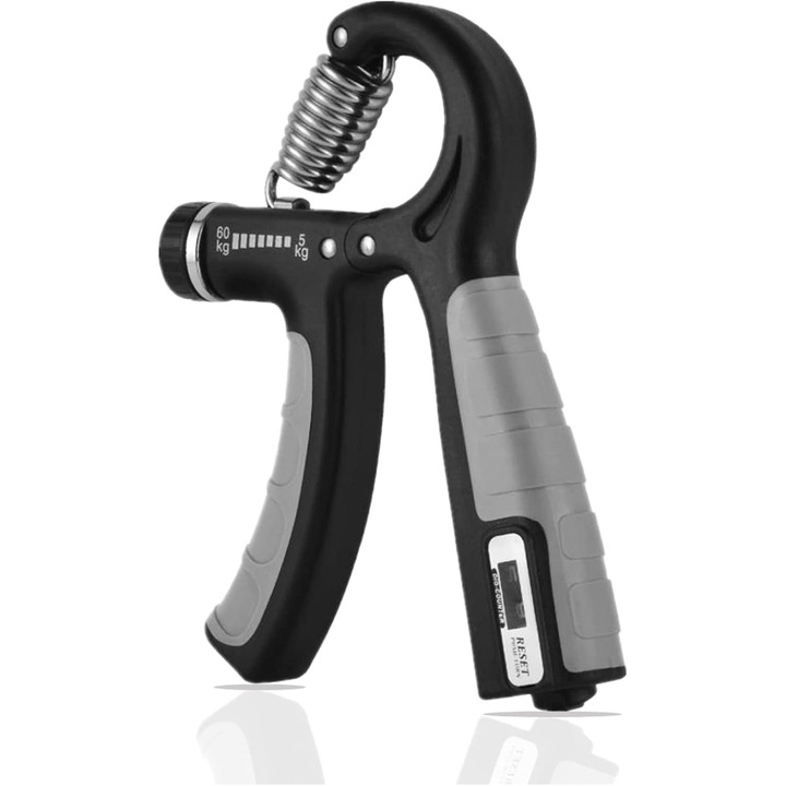 TodyJeyHo флексор за предмишница, регулируем 10-60 кг, с брояч, черен/сив