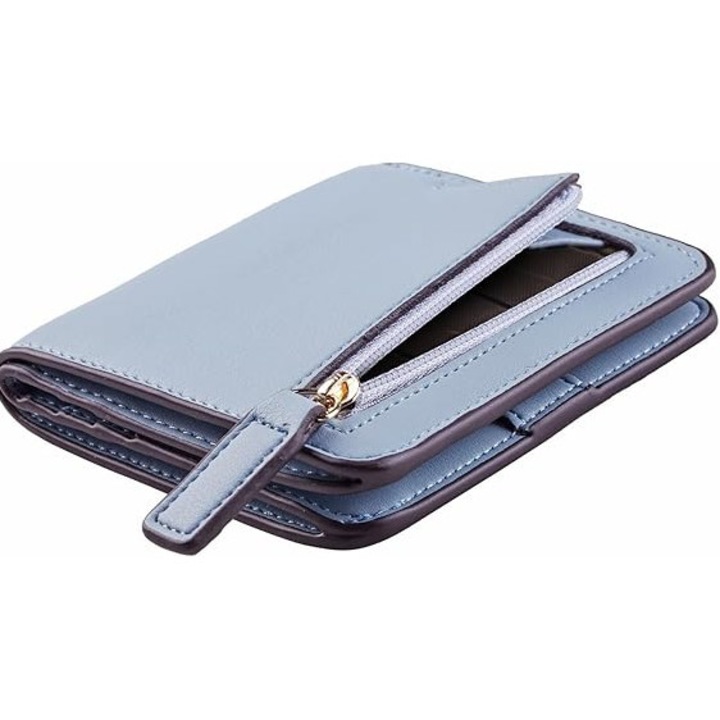 Portofel dama compact piele lux, protectie RFID, 10.7x9.1x1.9cm