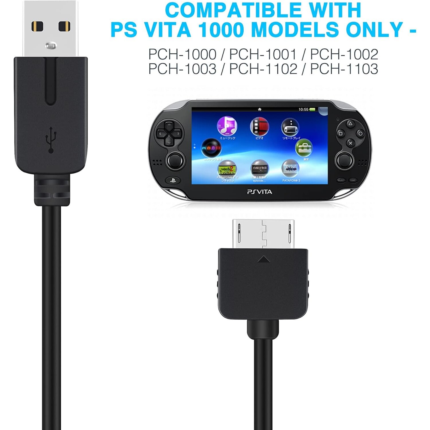 Cablu incarcator PS Vita, PsAyl®, 1.2 m, 2 in 1 USB pentru date si