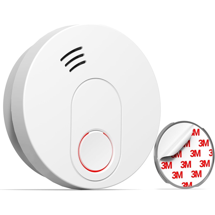 Detector de fum cu suport magnetic si baterie, conectabil la retea, wireless, certificat TÜV conform DIN EN 14604