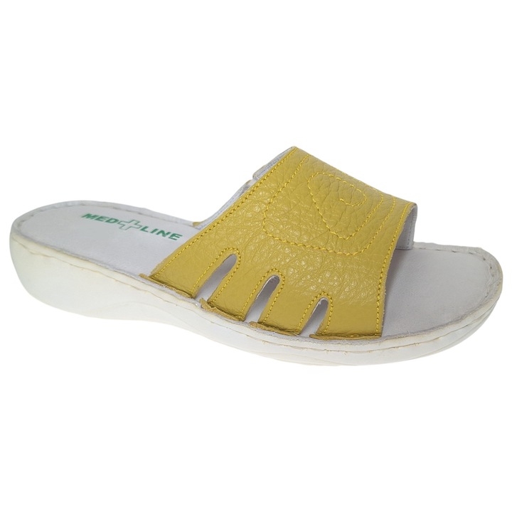 Saboti medicali femei din piele naturala Med-Line 200623, Galben, 40