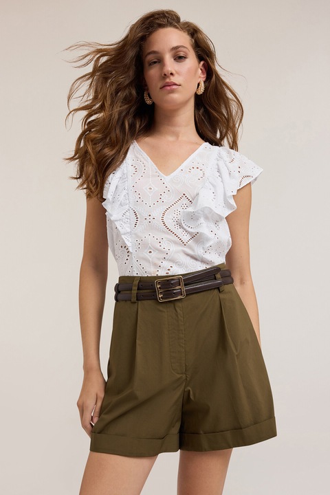 MOTIVI, Bluza cu volane, fara maneci, Alb