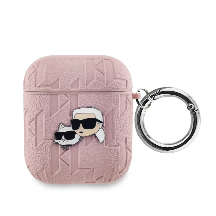 Karl Lagerfeld PU domborított Choupette tok AirPods 1/2 készülékhez rózsaszín
