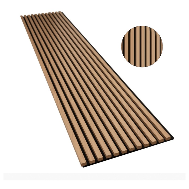 Riflaj decorativ 2HOME de tip Panou Acustic, Stejar Natur, 2700x600 mm